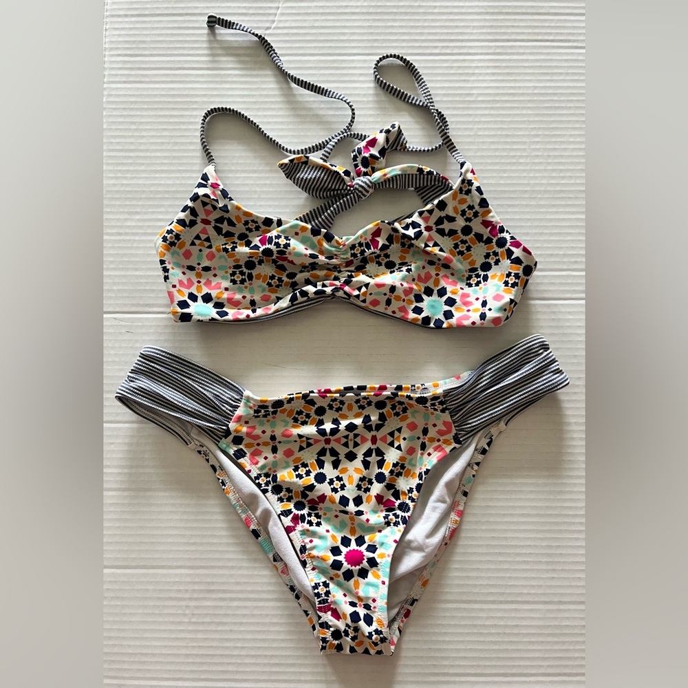 Roxy Colorful Polka Dot Bikini Set with reversible top